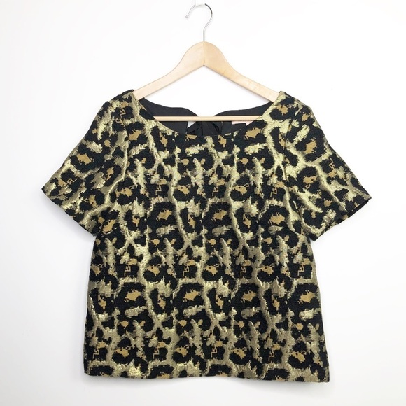 HUTCH by Anthropologie Gold/black metallic blouse - Picture 7 of 13